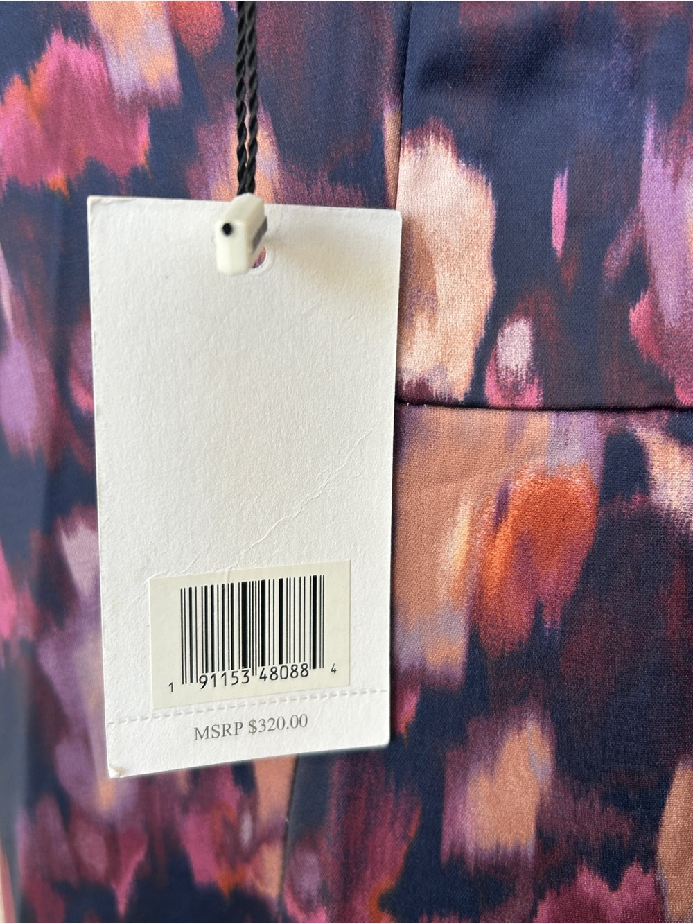 Jason Wu NWT Satin Watercolor Floral Midi Dress, Eggplant Purple, Size Medium - Picture 4 of 11